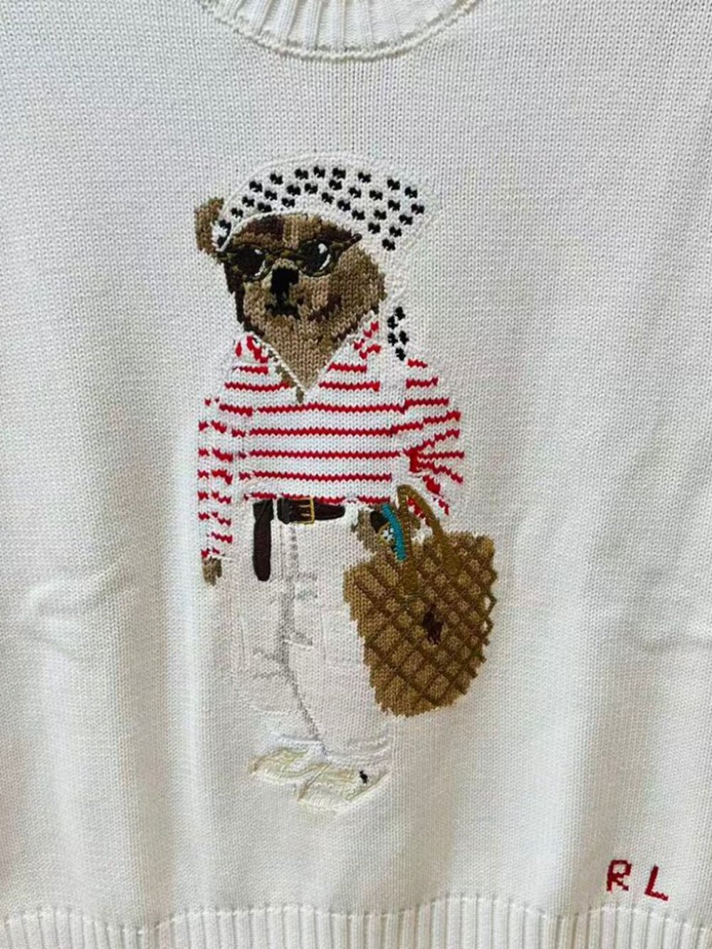 Ralph Lauren White Vacation Bear Sweater M NWT - Picture 2 of 7